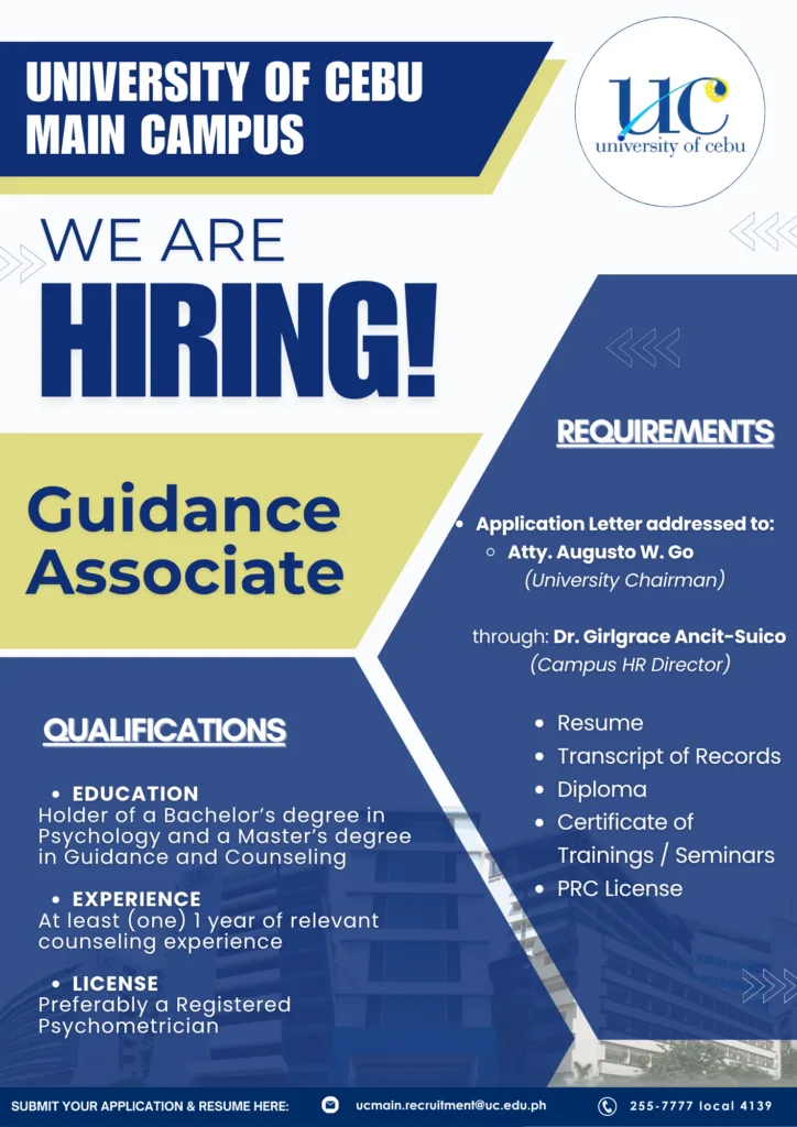 Hiring poster for Guidance Associate (opens full size in a new tab)