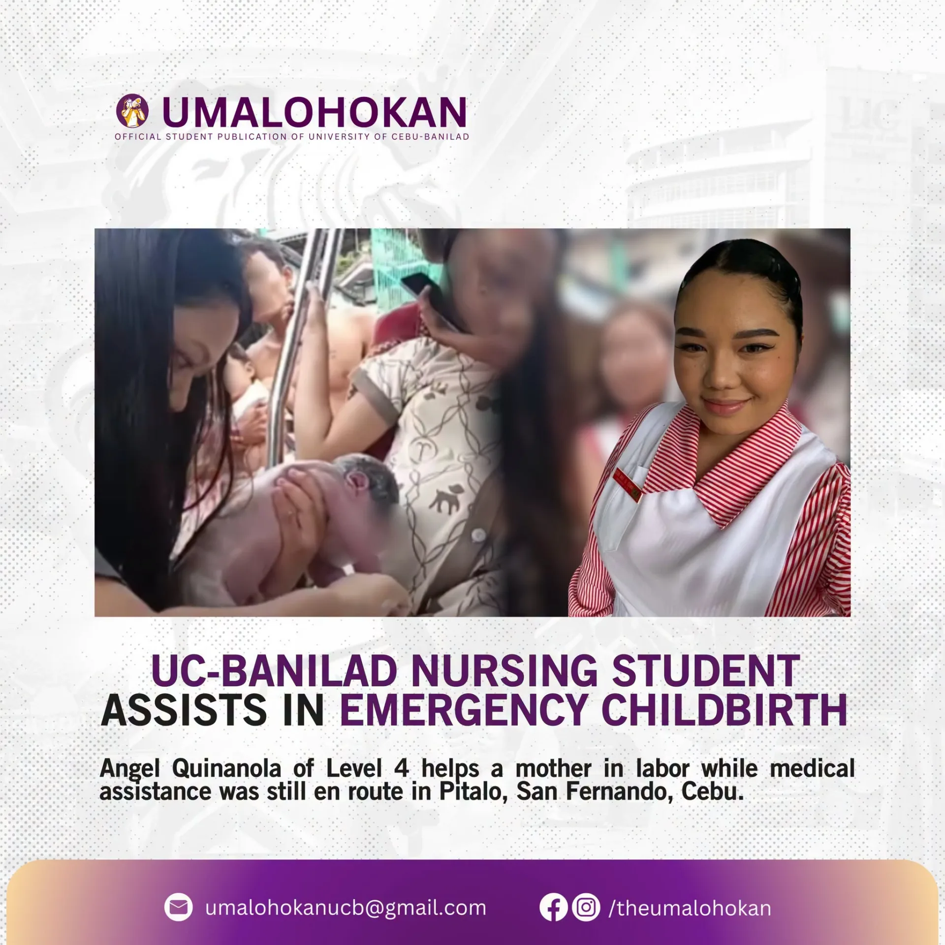 UC–BANILAD NURSING STUDENT ASSISTS IN EMERGENCY CHILDBIRTH IN SAN FERNANDO, CEBU
